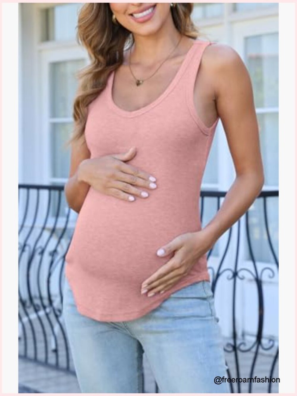 Maternity V-Neck Tank Top Stretchy Polyester Blend Sleeveless Pregnancy Shirt - Picture 5 of 6